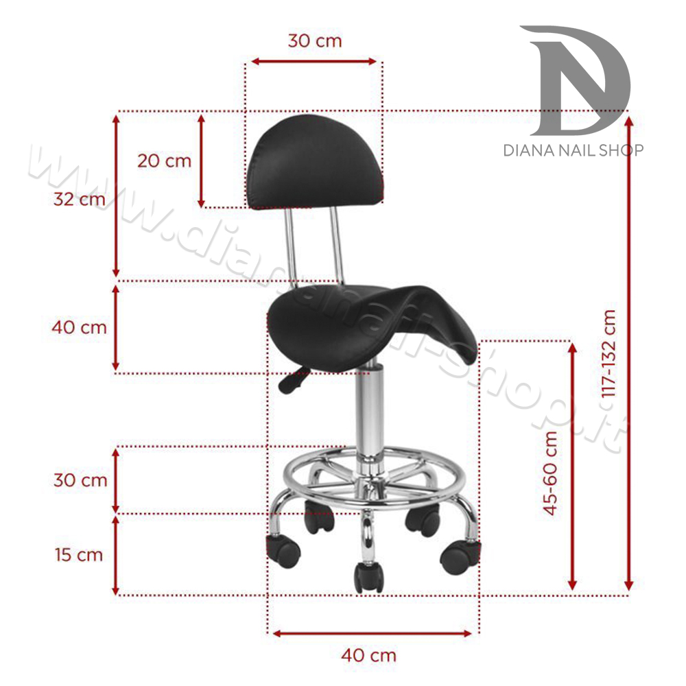 SEDIA ERGONOMICA NERA Diana Nails Shop Italy