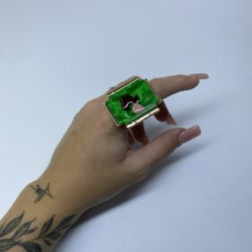 Anello palette rettangolare verde